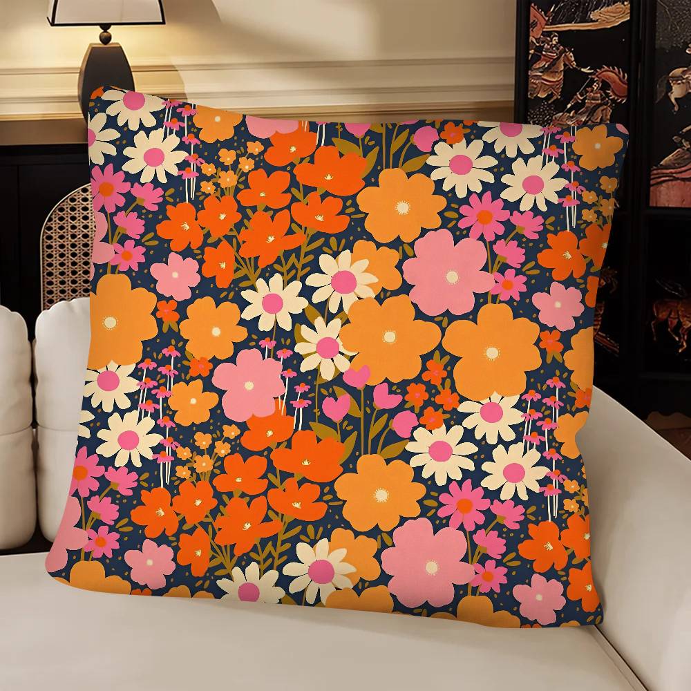 Flowers Pillow Case Fashion Square Pillowcase Bedroom Sofa Room Ins Decoration Leisure
