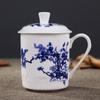 Jingdezhen Bone China keramiske store kopper med lokk drikkekar Porselenskrus møtegave Kontorkrus ca 500ml
