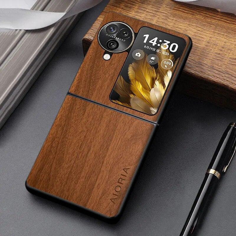 

Чехол для Oppo Find N3 N2 Flip, уникальный дизайн, легкий чехол из искусственной кожи с деревянным рисунком, чехол find n2 flip жёлтый