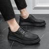 22 autumn and winter casual leather shoes comfortable lace-up British business polish retro