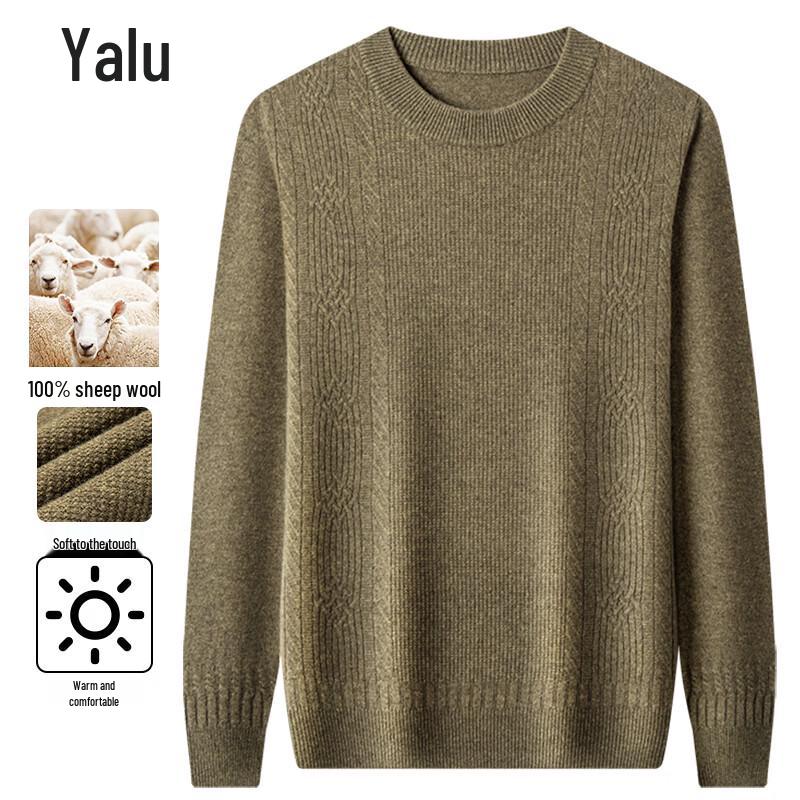 Yalu Men's 100% Wool Thickened Pullover Sweater