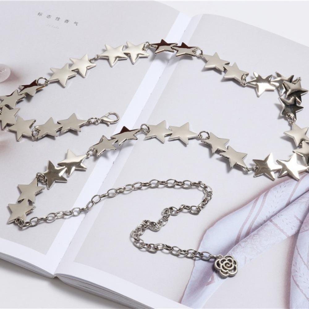 Adjustable Tassel Waist Chain Vintage Metal Star Waist Chain  Women Decorative Body Jewelry