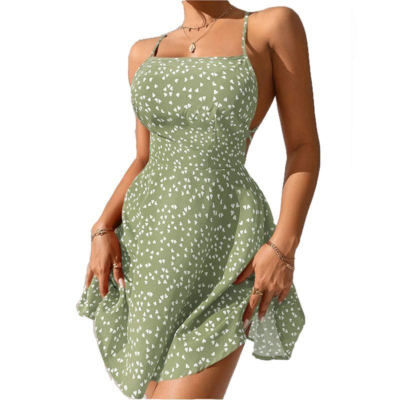 

Летнее Новое Платье-слинг с одним плечом, с принтом «Любовь», на шнуровке, с открытой спиной, сексуальное, с эластичной талией, короткое, женское Green XL