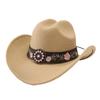 Weicher Fedora Hut mit Blumenstickerei Sonnenhut Vintage Filz Western Cowboyhut Reise Outdoor