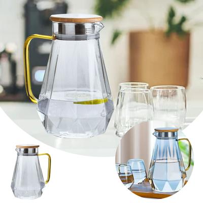 Glass Pitcher Glass Water Kettle With Precise Scale Line And Lid Elegant Water Pitcher With Handle Hot/Cold Tumbler Cup Set