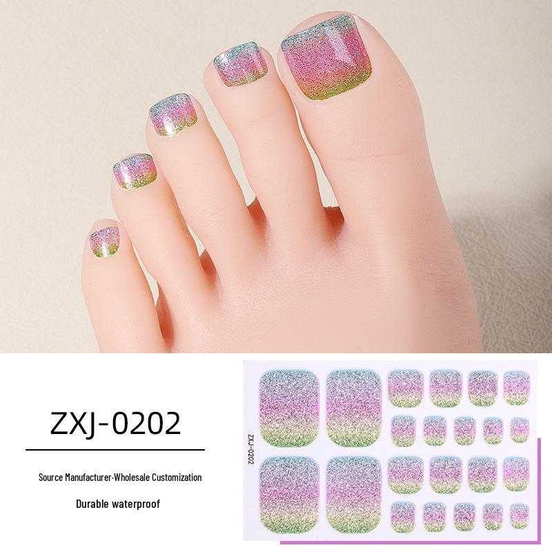 Summer Rainbow Ombre Glitter Waterproof Toenail Stickers