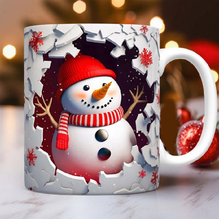 Festival Snowman Themed Ceramic Mugs Christmas Kitchenwares For Coffee Teas Dishwasher Friendly Homes Use