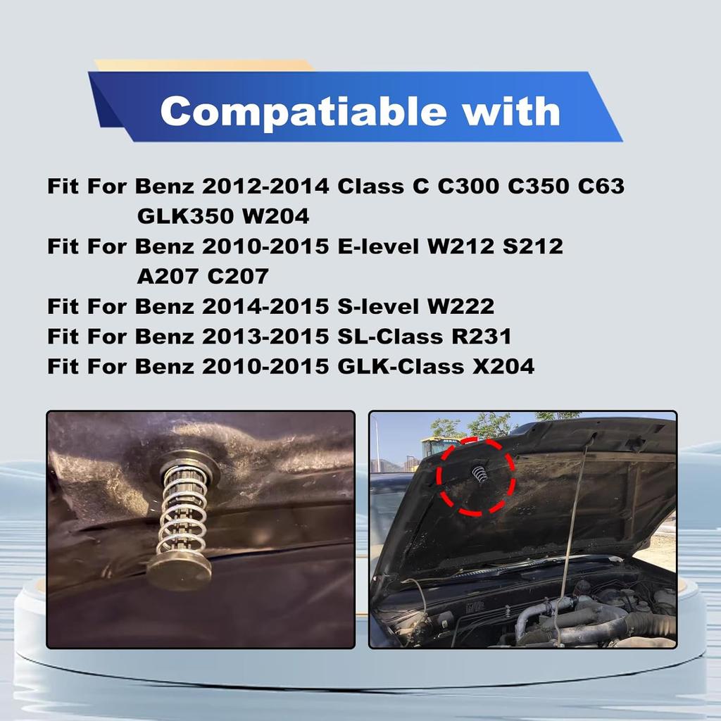 2 Pcs Hood Safety Catch Latch Spring Compatible with 2008-2015 C350 W204 W212 X204 C300 E200 E300 GLK250 GLK350 Replaces A2048800227 A2048800127