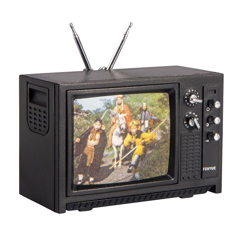 1Pc 1:12 Dollhouse Miniature Television Vintage TV With Picture House Furniture Model Decor Toy