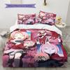 Anime Naruto Wzór Haruno Sakura Pościel Dekoracja Domu Prezent Urodzinowy (1 * poszwa na kołdrę + 2 * poszewki na poduszki, bez rdzenia)