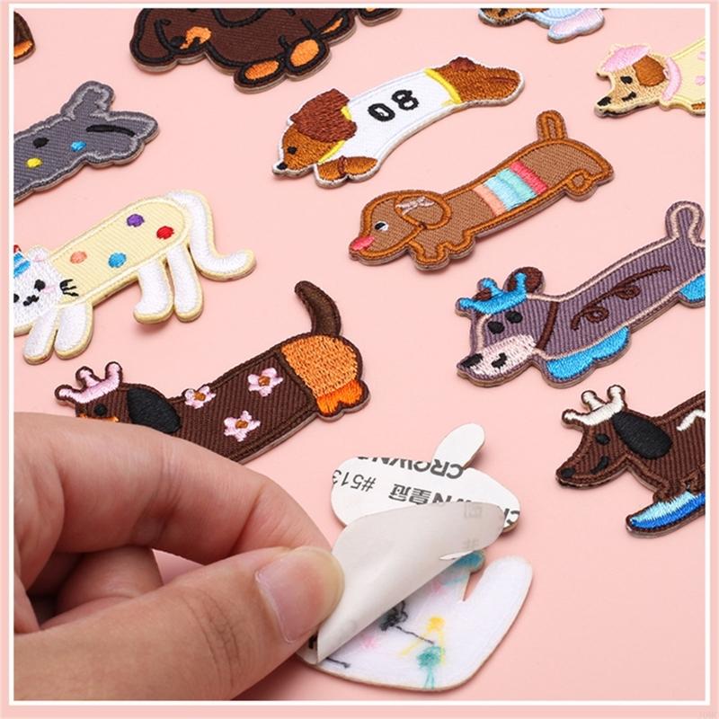 Dog Animal Embroidered Iron On Fabric Patches For Jackets Backpacks Dress Hat J0MC