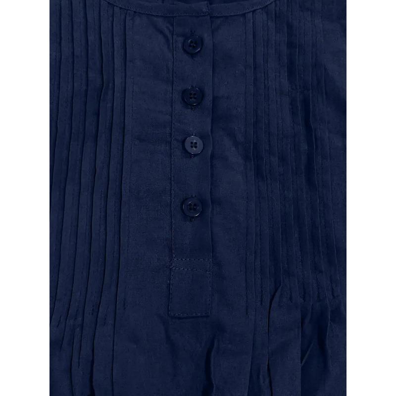 Loose Cotton Linen Long Sleeve Pleated Round Neck Plus Size Women S Shirt