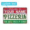 Retro Custom Pizza Shop Name Sign, 8x12 Inch Iron Metal Decor for Kitchen Wall, Personalized Gift for Chefs & Food Lovers