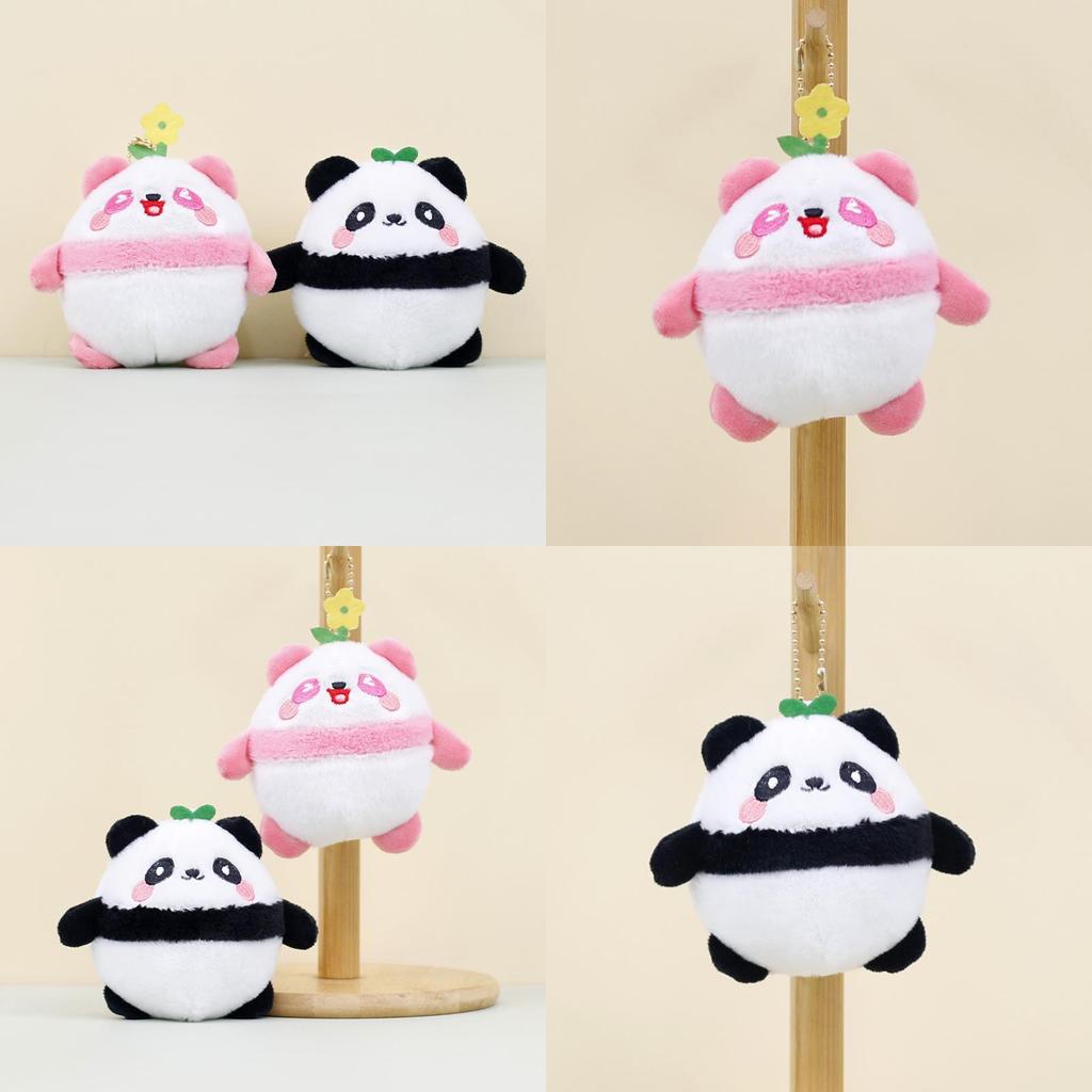 Cute Panda Plush Toy Keychain Short Plush Stuffed Doll For Couples