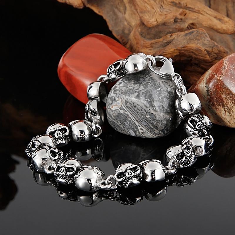 KALEN Punk Fine Jewelry Fashion Bracelets Men Multiple Style Chain Stainless Steel Skull Links Bracelet