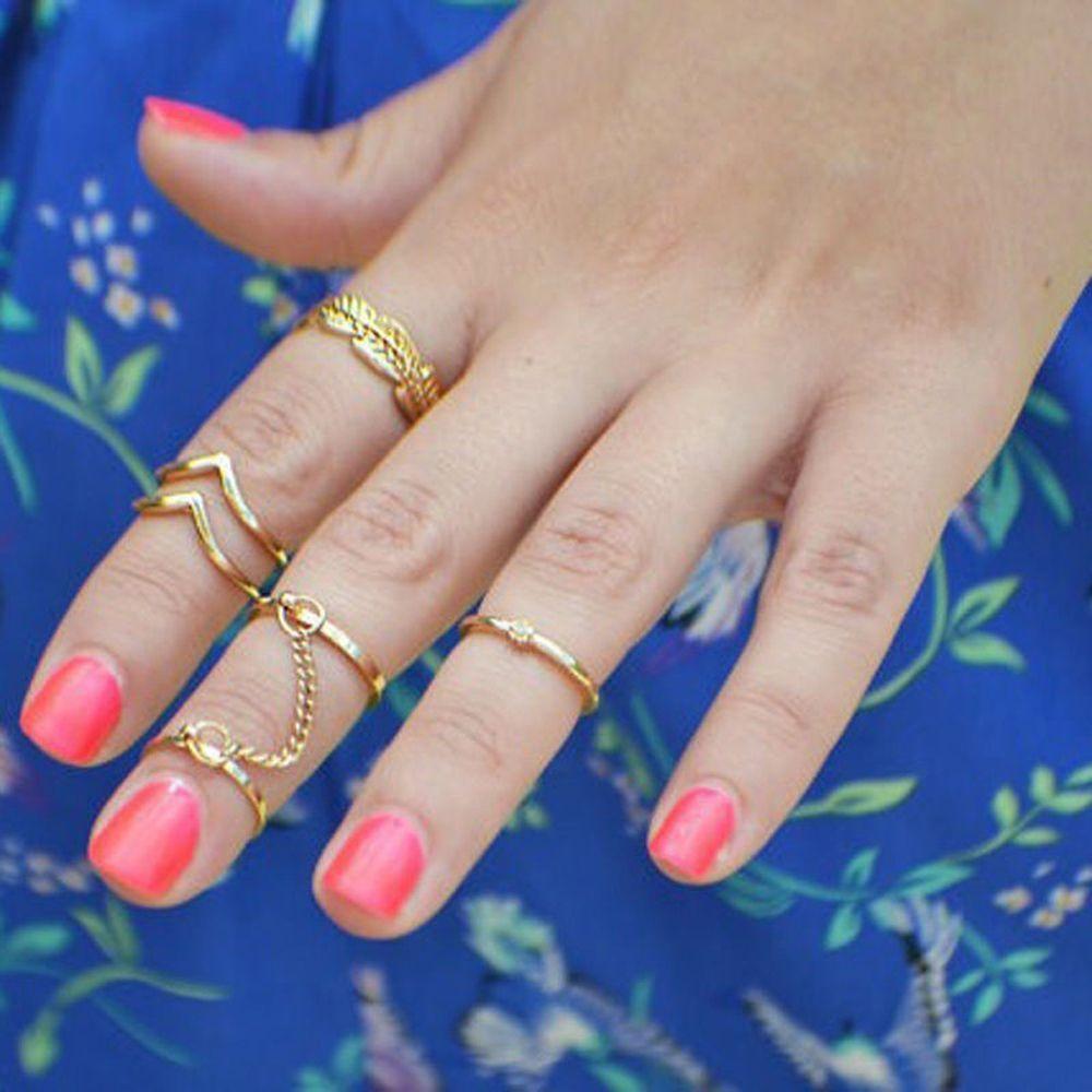 

New Gift 1 Set Stacking Midi Mid Rings Knuckle Finger Chain