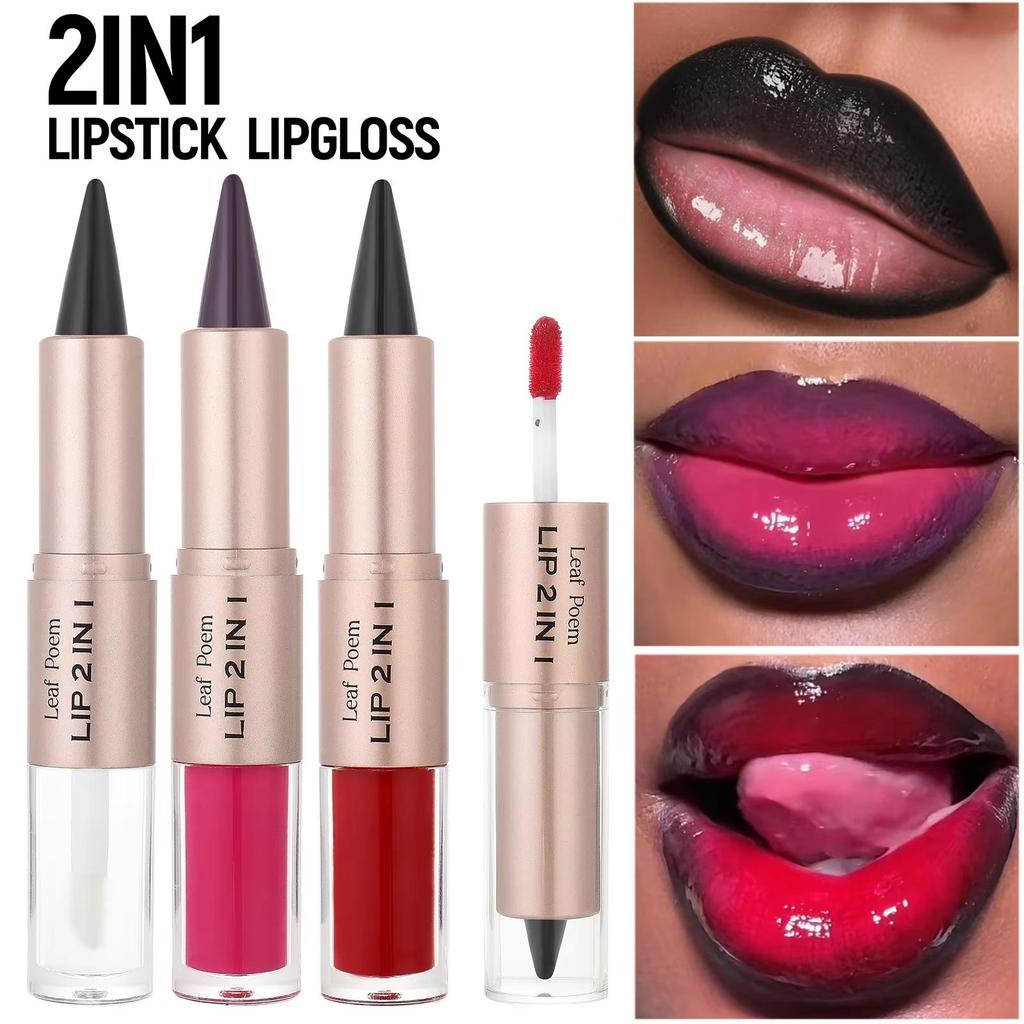 Matita Contorno Labbra Nera Marrone Conica Doppia Testa Specchio Lucidalabbra Rimpolpante Gloss Labbra Cristallino Tinta Labbra Rosse Sexy Trucco