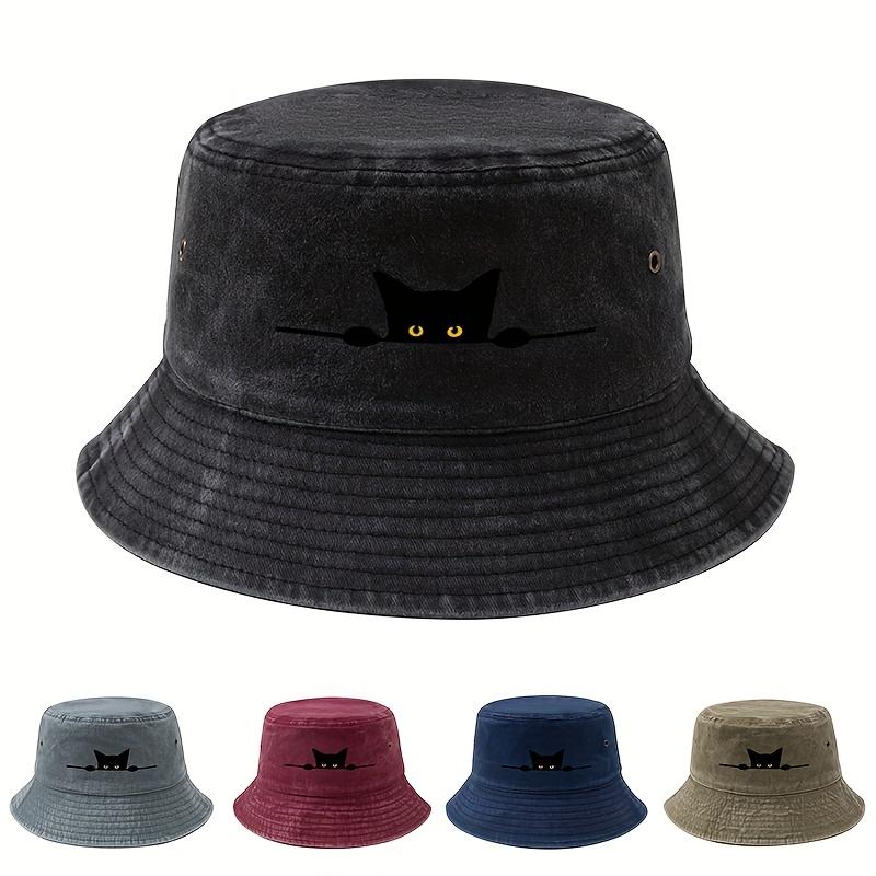 Unisex printed cartoon cat pattern fisherUnisex hat, fashionable and lightweight outdoor sun hat, fishing camping trip