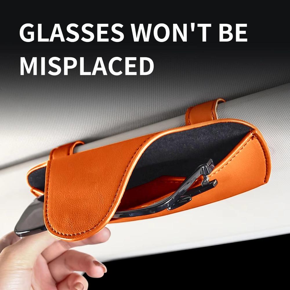 PU Leather Sun Visor Glasses Holder Multi-functional Wear-Resistant Sunshade Plate Organizer Universal Auto Sunglasses Holder