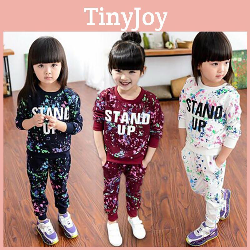 Wygodny Bawełniany Zestaw T-shirtów, Topów, Sukienki i Długich Spodni dla Małych Dzieci, Dzieci i Niemowląt Dziewczynek