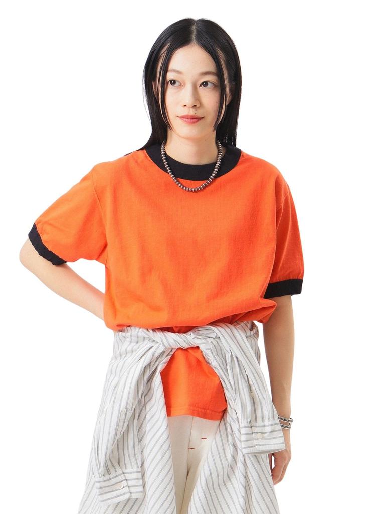BEAMS BOY TEE Goodwear Special Order Short Sleeve Ringer Tee M S/S Women's ORANGEBLACK