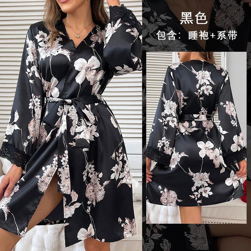 

Интернет-магазин горячая осенняя женская ночная рубашка сексуальный кружевной кардиган домашняя одежда халат пижама L