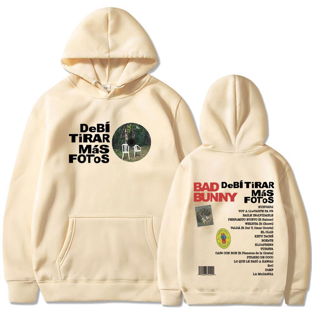 Rapper Bad Bunny DTMF DeBi TiRAR MaS FOToS Album Vintage Print Hoodies Men Women Hip-hop Long-sleeved Aesthetic Casual Pullover