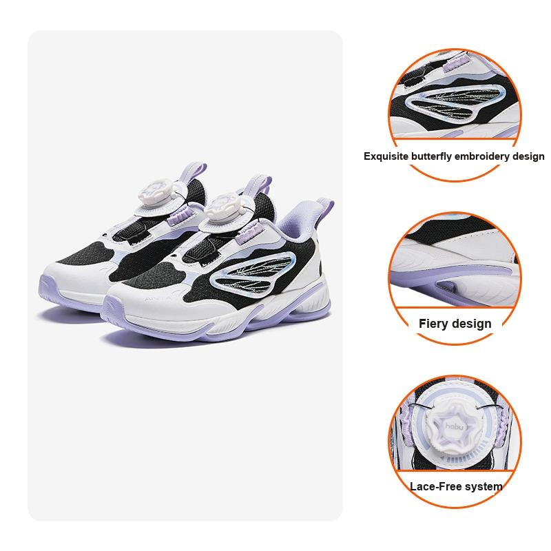 Anta Childrens Red Flame Wear-Resistant Breathable Low-Top Running Shoes Kids Sneakers Black Purple 322419913-3