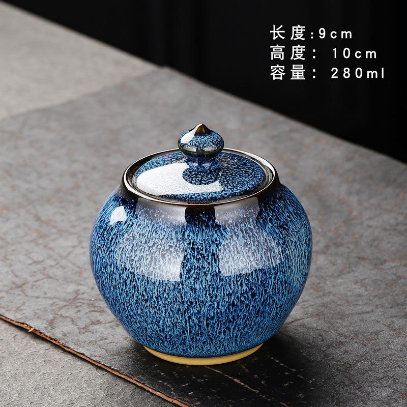 Household Ceramic Storage Tank Small Portable Tea Tank Tieguanyin Pu'er Tea Tank Sealing Moisture-proof Kitchen Storage Tool