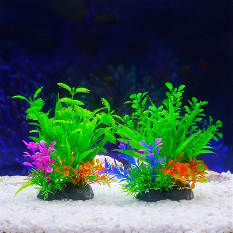 5PCS Life Like Plant Fishtanks Decoration Artificial Water Plant with Base for Office Commercial Use Aquariums Landscape