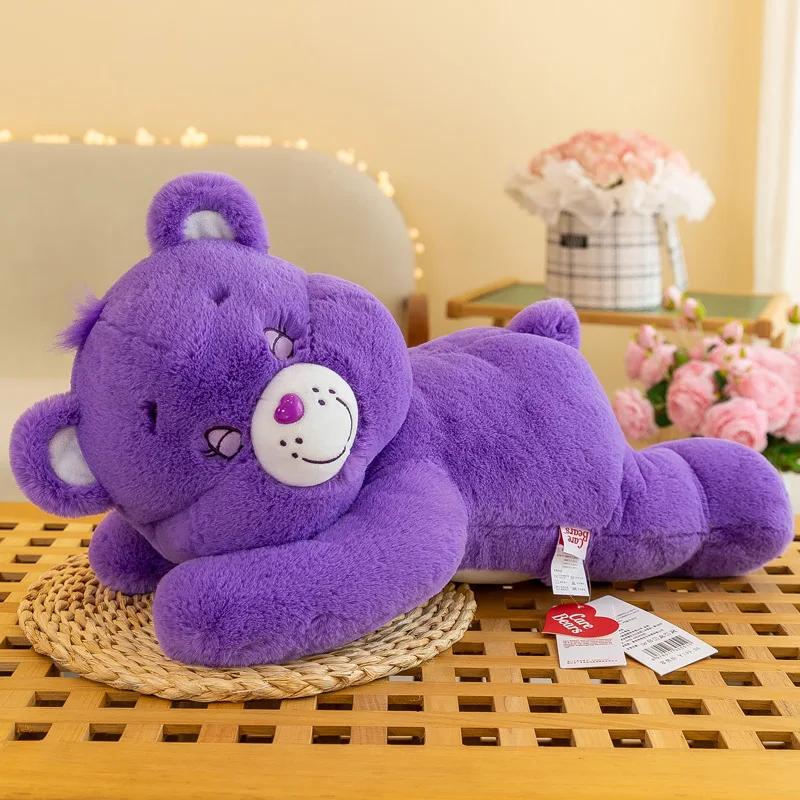 Оригинальная мягкая игрушка-подушка Carebears 50/70 см Радужный мишка Лежащий мишка Кукла Детская кукла Подарок на день рождения 50cm фиолетовый