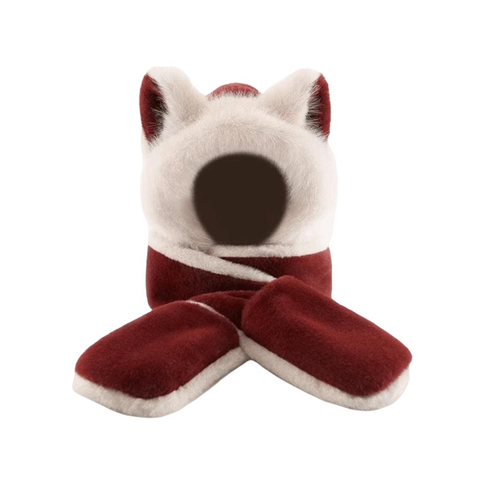 Keep Warm Fox Ear Hat Scarf Gloves Windproof Winter Plush Scarf NEW Scarf Gloves Autumn Winter