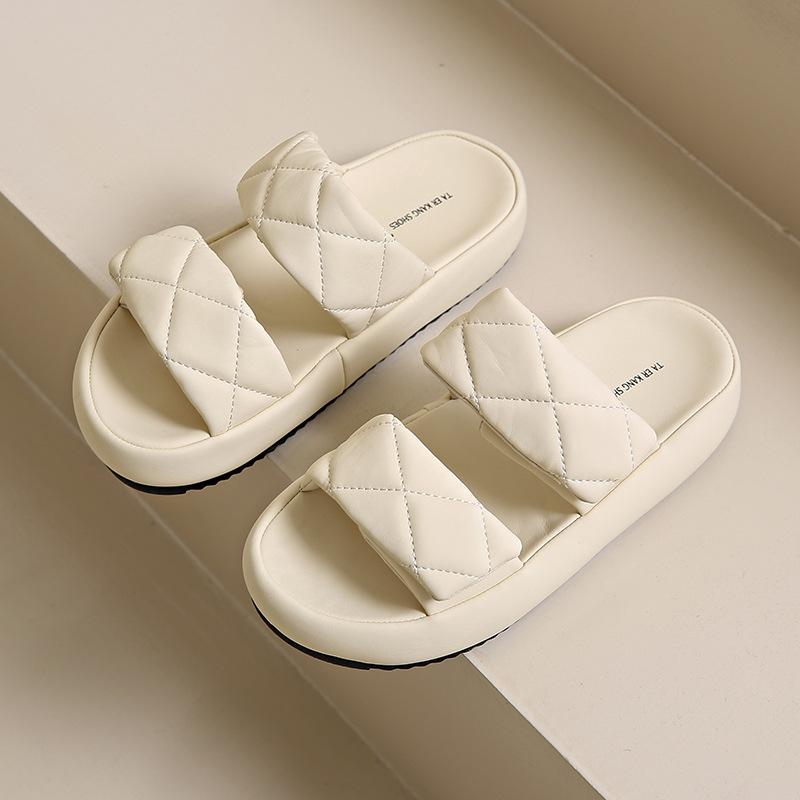 

2025 new cool slippers heightened soft bottom thick bottom summer new fashion non-slip slippers 40 бежевый