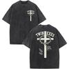 DoubleSided Print Cross Graphic TShirt Vintage Washed Religious Tee Letter Print Crew Neck Streetwear Casual Short Sleeve Top