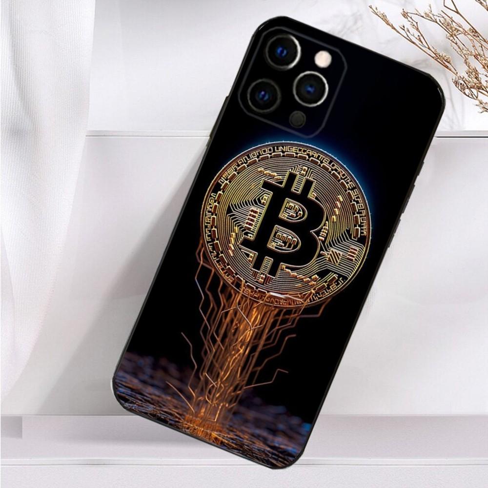 Bitcoin Digital Currency Phone Case For iPhone 16,15,14,13,12,11 Plus,Pro Max,XS,X,XR,SE,Mini,8,7 Soft Silicone Black Cover