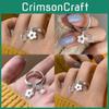 Elegant Natural White Crystal Flower Adjustable Ring For Women Stylish Minimalist Design