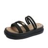 Thick-bottomed beach slippers women's fashion versatile 2025 popular casual summer wear soft-bottomed muffin one-word cool slippers
