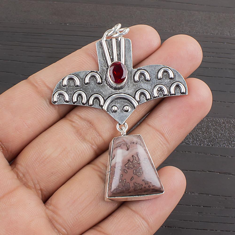 Natural Coffee Bean Jasper Gemstone 925 Sterling Silver Jewelry  Pendant 2.37  AJP-2360