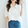 Pure Cotton White Shirt Short-sleeved Women's New Thin Commuting Korean Loose Large-size Chic Top for Women