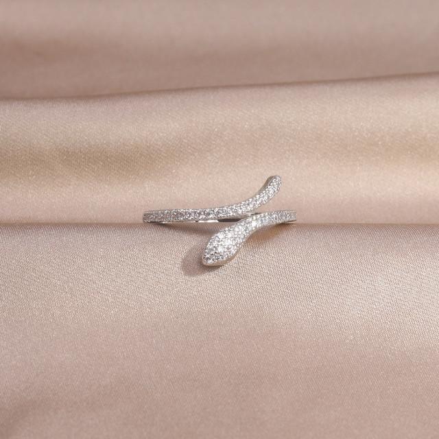 

Модные ювелирные изделия 14K настоящее золотое покрытие AAA циркон змея регулируемое кольцо элегантное женское выпускное кольцо Resizable серебряный