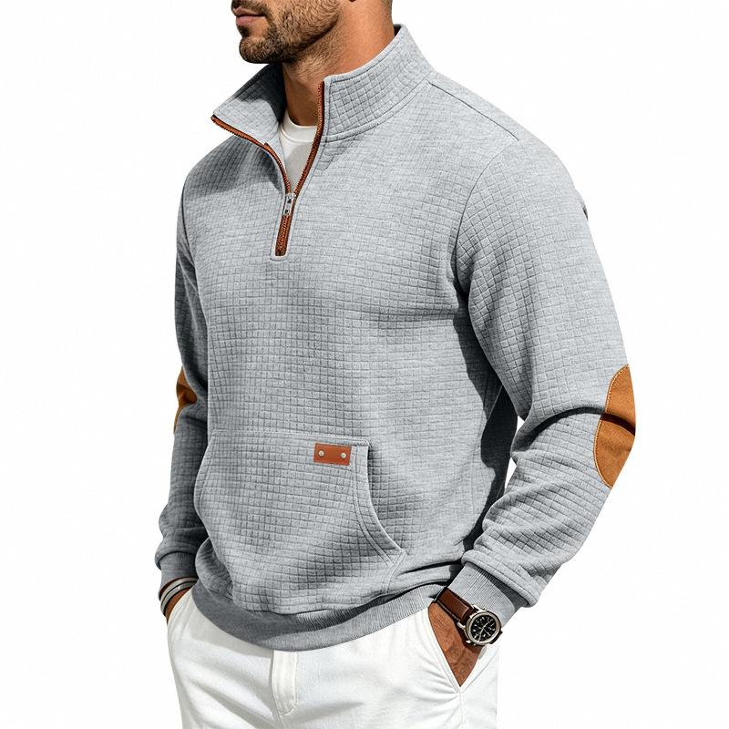 Men's Vintage Half Zip Sweatshirt Stand Collar Relaxed Fit Casual Autumn Winter Pullover