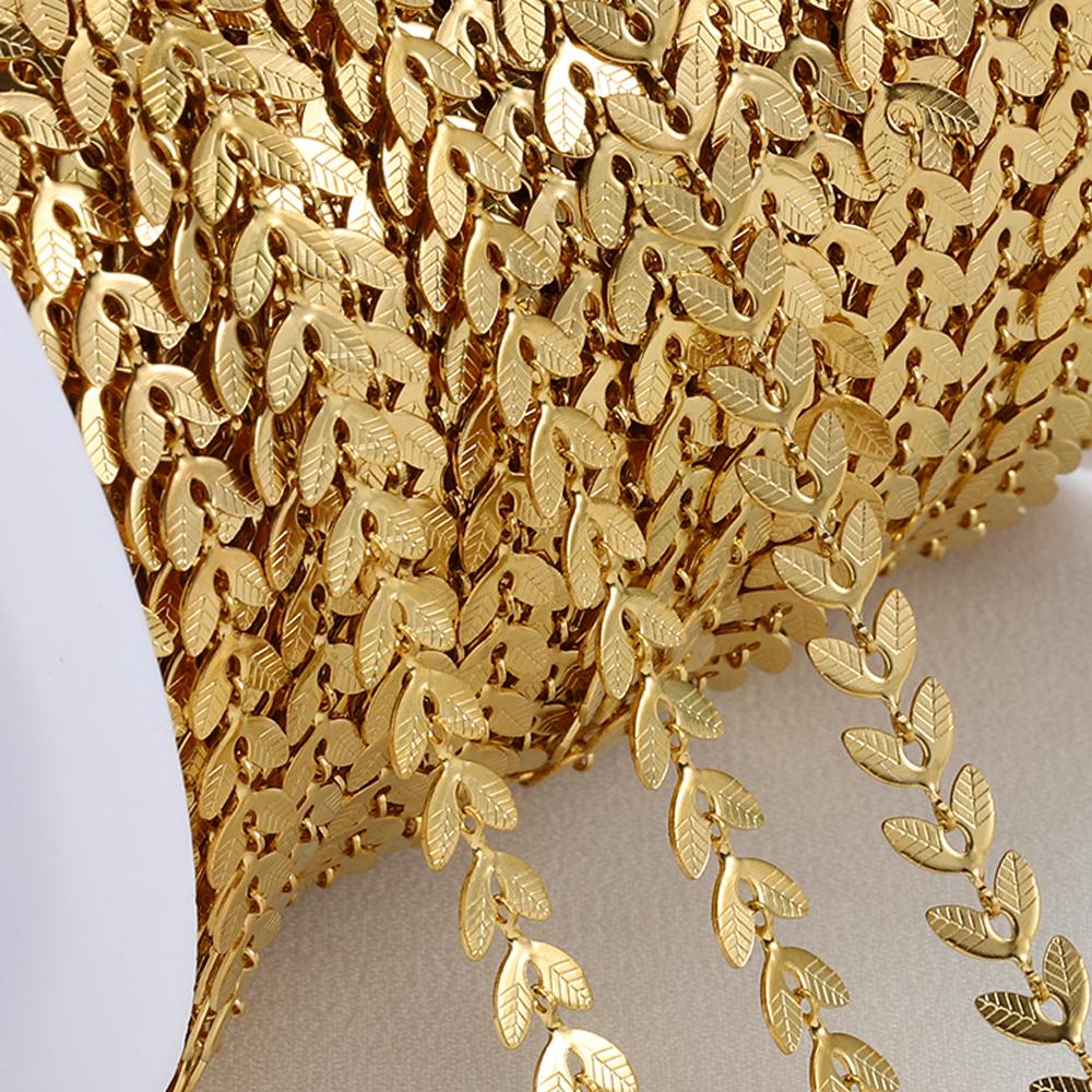 1M Trend Star Beaded Chain Stainless Steels Geometry Heart Square Leaf Cross Link Chain DIY Necklace Bracelet Jewelry Findings
