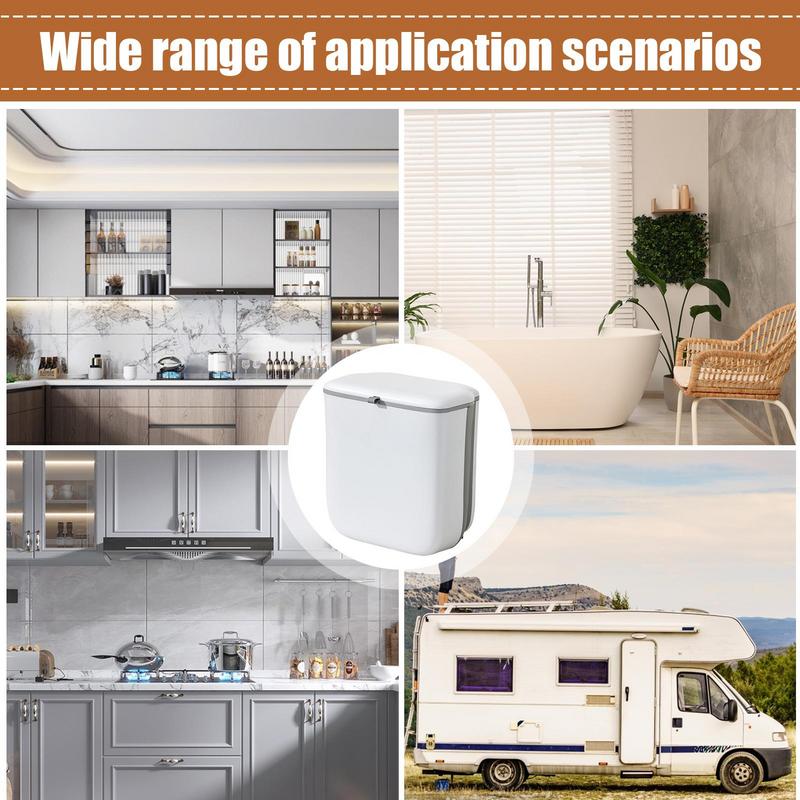 Folding Trash Can Wall Mounted Garbage Bin With Lid For Kitchen Bathroom Toilet Waste Storage Bucket Under Sink Container