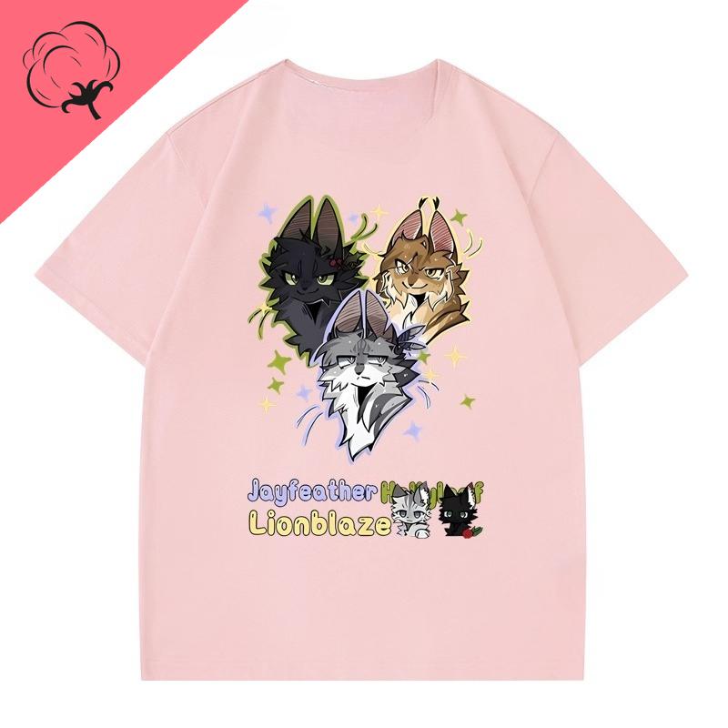 Neuer Stil Warrior Cats T-Shirt Heißer Verkauf Katzenliebhaber Tee Kurzarm Baumwolle Rundhalsausschnitt Kawaii Beliebte Y2k Kleidung Unisex Oberteile