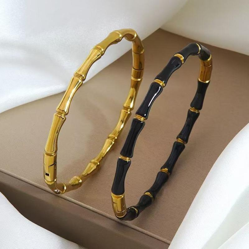Stylish Colorful Bamboo Joint Bangle Stainless Steel Enamel Bracelet Non-Fading Simple Stainless Steel Bangle Trendy