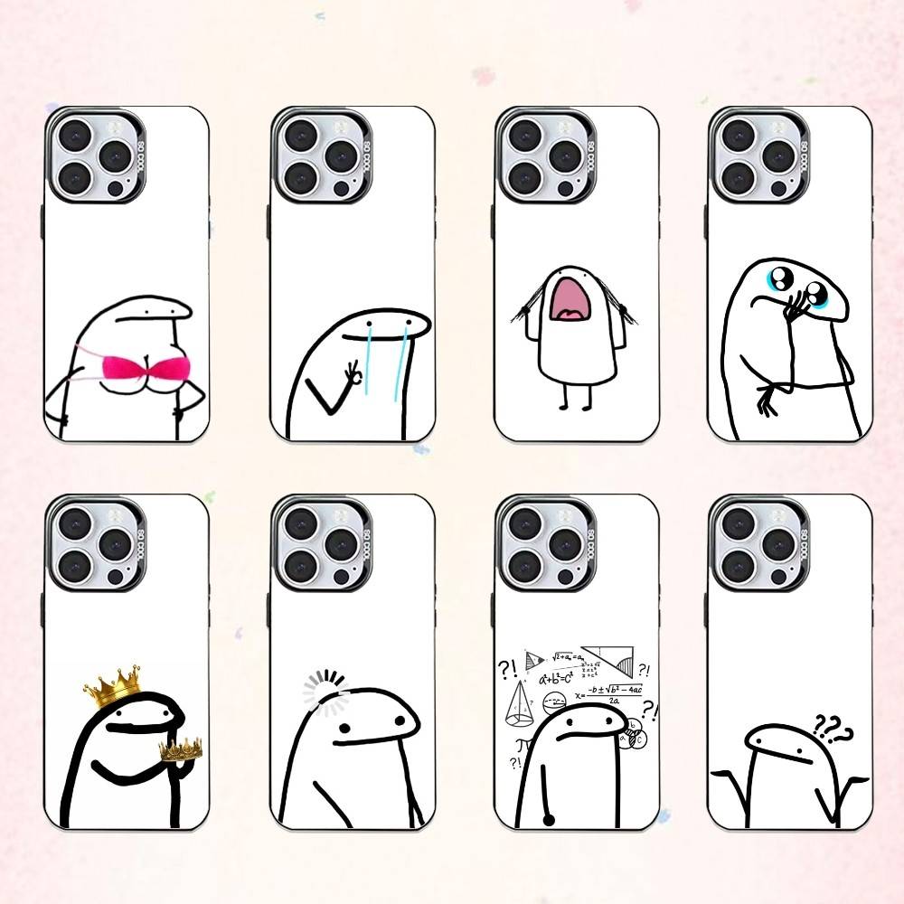 F-Flork M-Meme Phone Case For iPhone17,16,15,14,13,12,11 Plus,Pro Max Colored Silver Plated Inside Cover