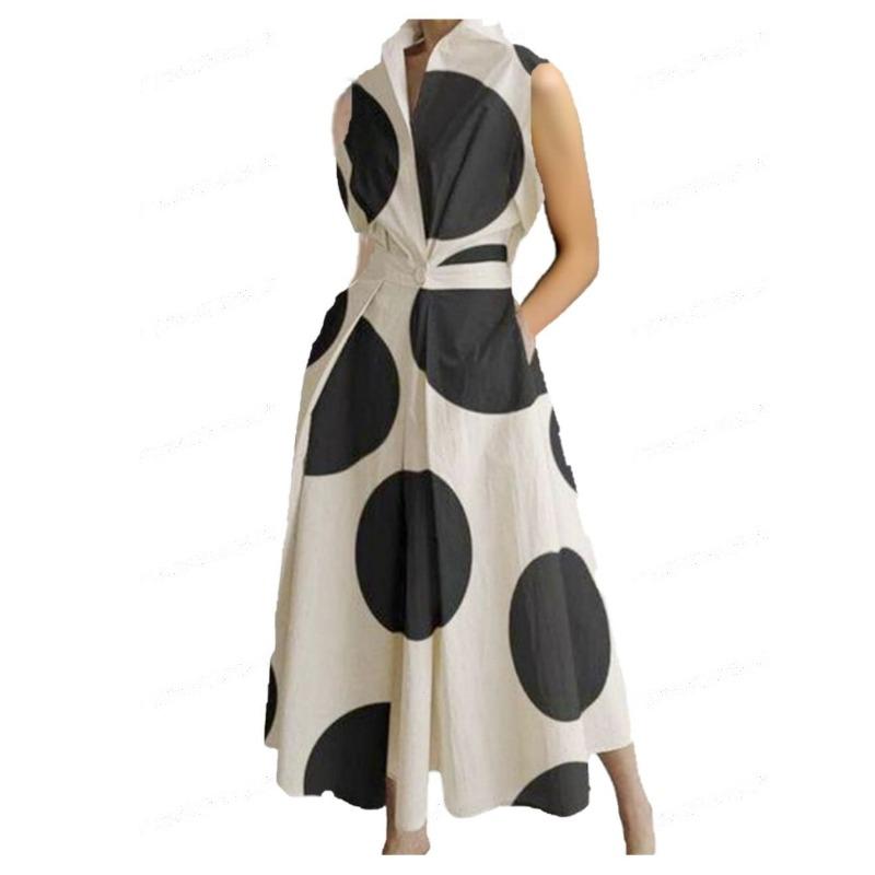 Dress summer new commuter fashion solid color V-neck women's button pendulum dress