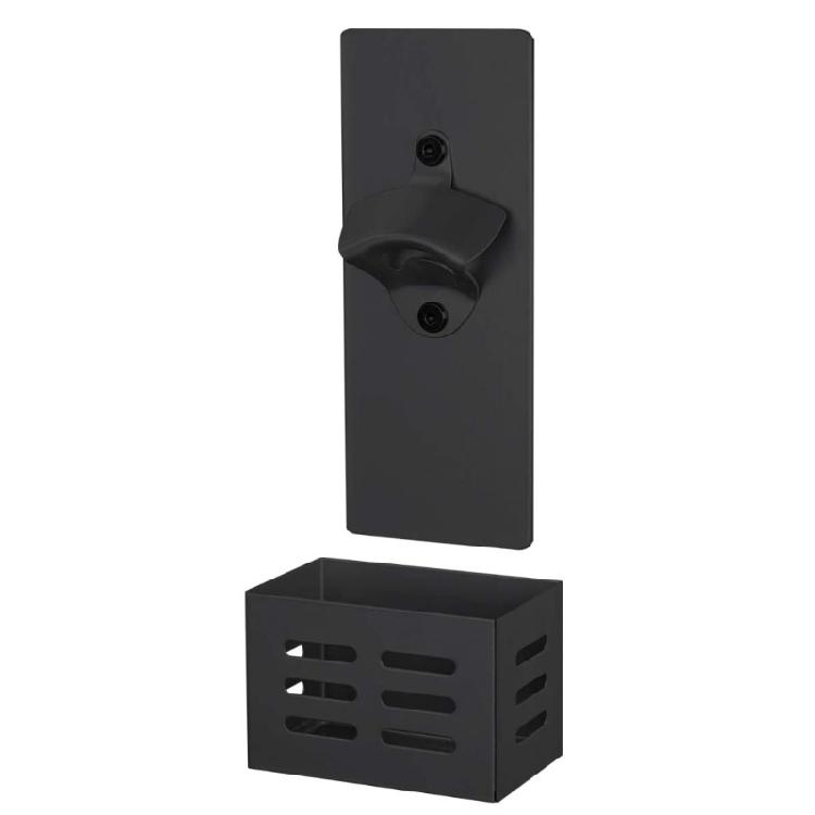 

Incredibly Convenient Wall Mounted Bar-Style Magnetic Bottle Opener Catches Caps - Stylish Easy to Install Stainless 1 чорний
