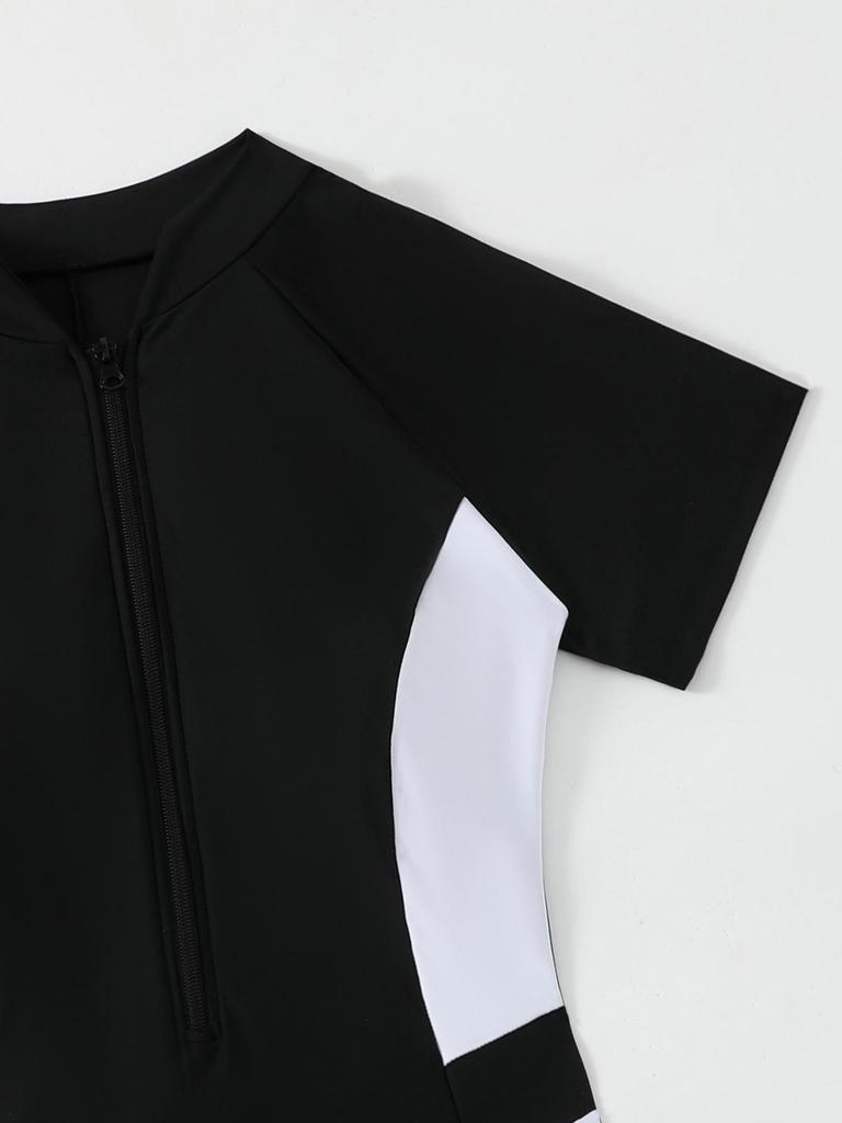 Costume da Bagno Intero a Maniche Corte con Zip Stile Europeo e Americano per il Surf 2026