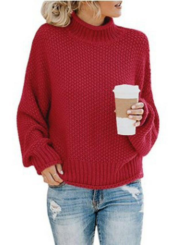 New Autumn/Winter Women's Chunky Knit High Neck Sweater - European & American Style